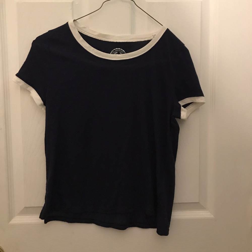 Navy short sleeve with white trim